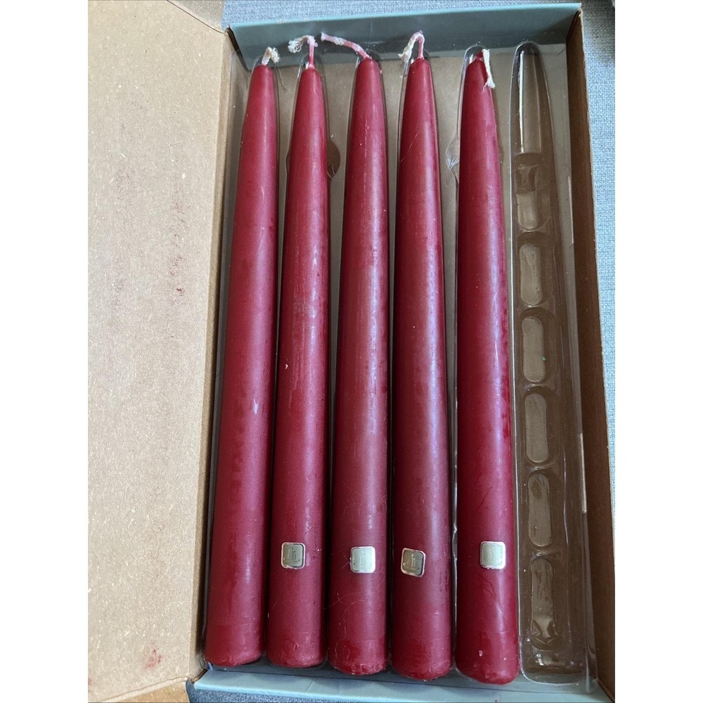 Partylite Cranberry Red p0723 unscented 10" Taper Candles Hand Dipped Style 5